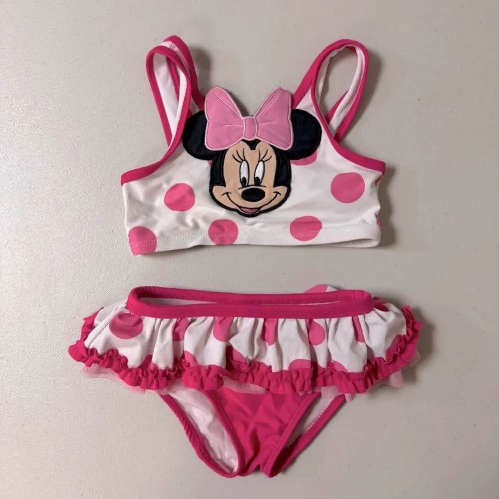 Disney Minnie Mouse Bikini Girls 2 Baby Toddler Swimsuit 2 Piece Bathing Beach